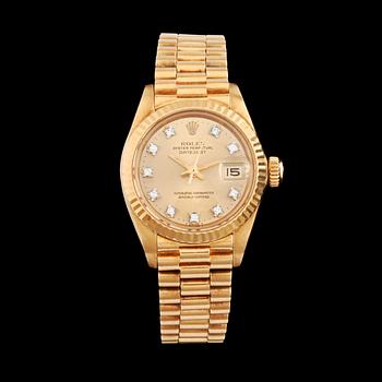 1159. ARMBANDSUR, dam, Rolex, Datejust, ref 6917, 18k guld. 1980-tal. Vikt ca 69g.