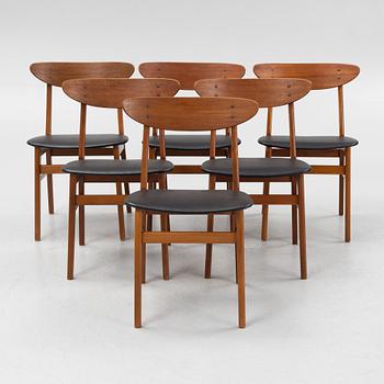 Six chairs, Farstrup, Denmark, 1960's.