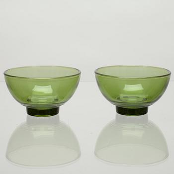 DESSERTSKÅLAR, 8 st, glas, Karhula-Iittala, 1900-talets mitt.
