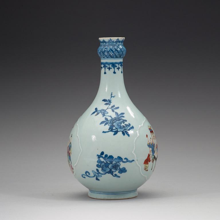 A blue and white and famille rose vase, Qing dynasty Qianlong (1736-95).