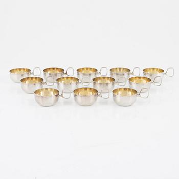 Twelve Swedish Silver Punsch Cups. Eric Löfman, KG Markströms, Uppsala 1977.
