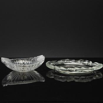 2 pcs of glass dish, Lalique,
