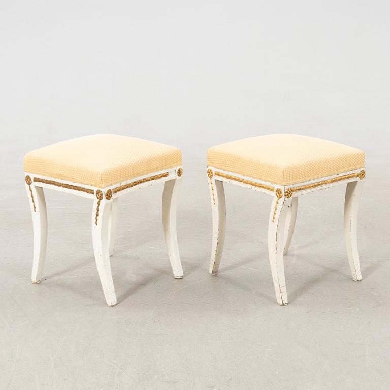 Stools, a pair of Gustavian style, early 19th century.