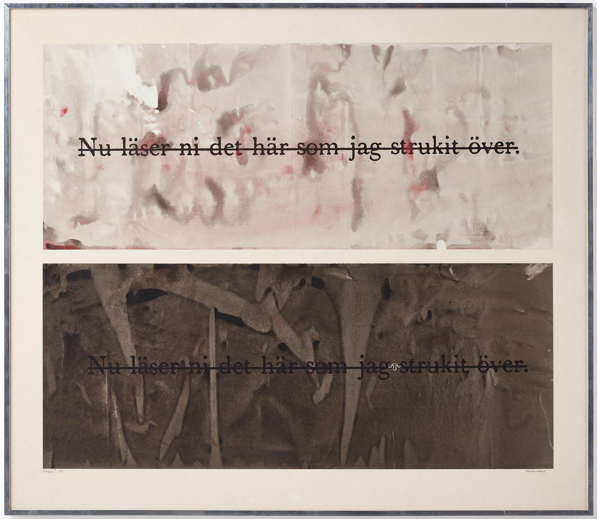 Carl Fredrik Reuterswärd, collage and watercolor on paper, signed and dated 1963.