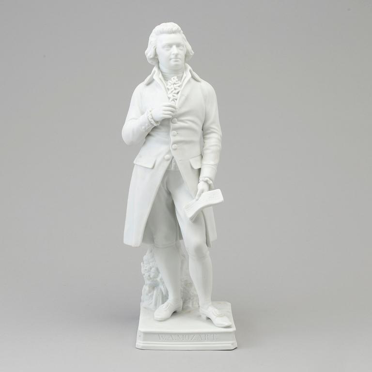 SKULPTUR, biskvi. "Mozart", Lippert & Haas, Schlaggelwald, Tjeckien, 1800-tal.