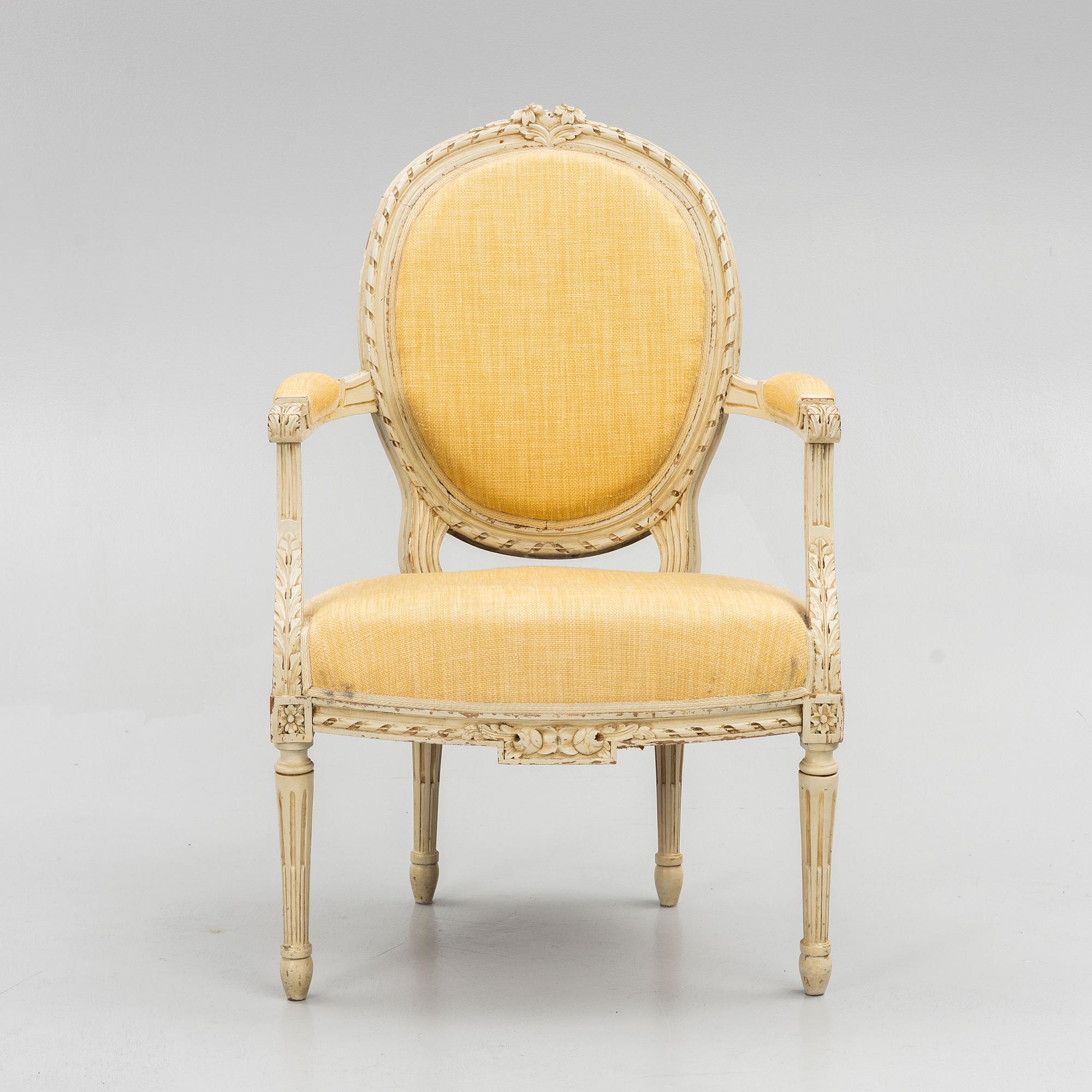 Karmstol, Louis XVI-stil, omkring år 1900.