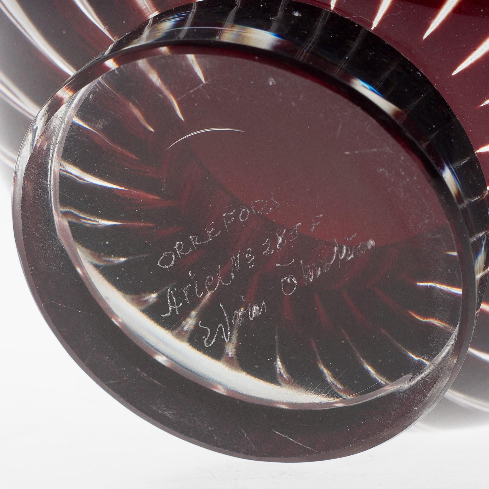 EDVIN ÖHRSTRÖM, skål av glas, Orrefors 1956, Ariel. Tidigare i Birgitta Crafoord Collection.