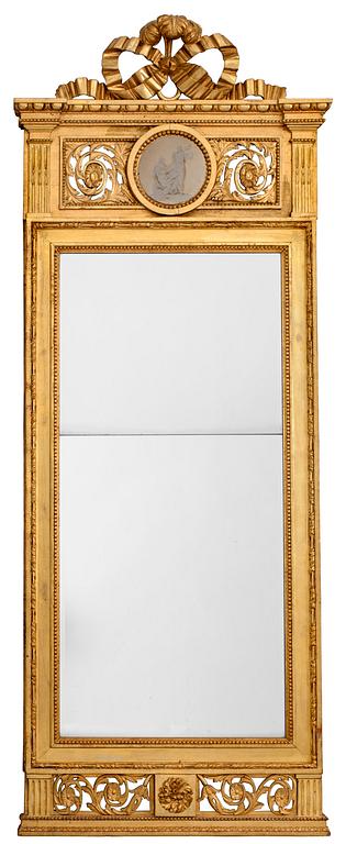 SPEGEL, av Lago Lundén (förgyllare och spegelfrabrikör i Stockholm från 1773, död 1819). Sengustaviansk.