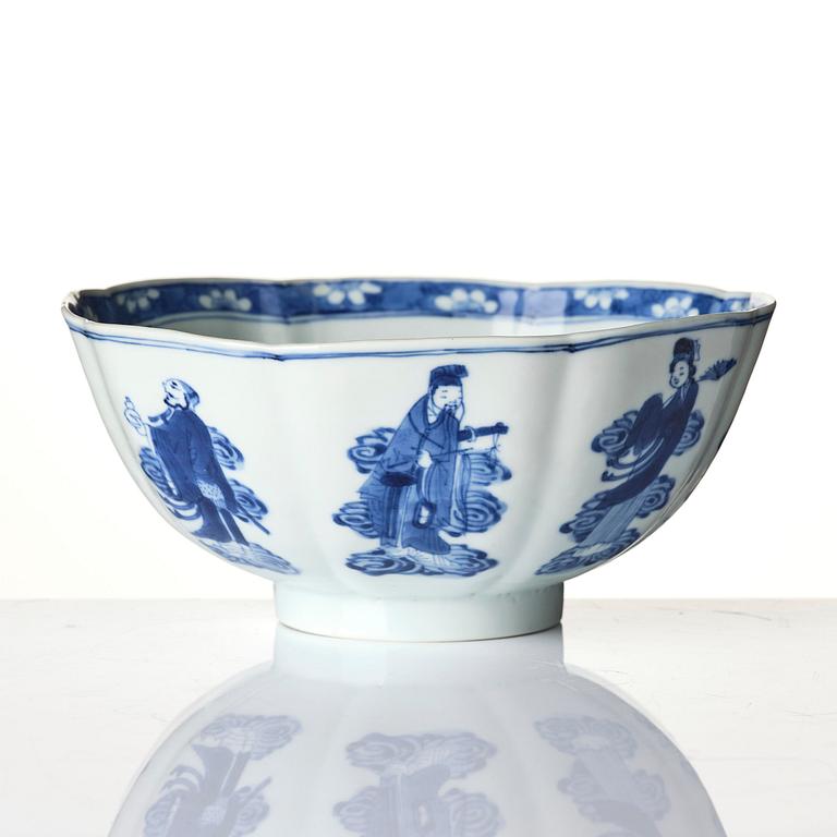 A blue and white 'immortals' bowl, Qing dynasty, Kangxi (1662-1722).