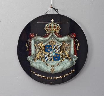 HOVLEVERANTÖRSSKYLT, glas. Skylt Christenson. 1900-talets första hälft/mitt.