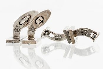 2 par manschettknappar, sterling silver, N.E. From Danmark, ca 2 x 1 cm.