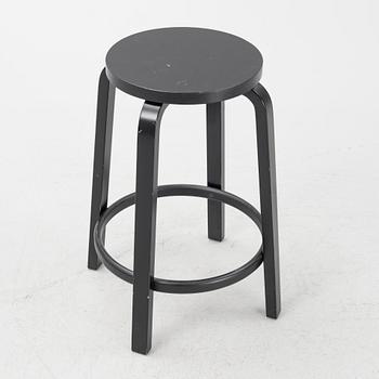 Alvar Aalto, four bar stools, model 64, Artek, Finland.