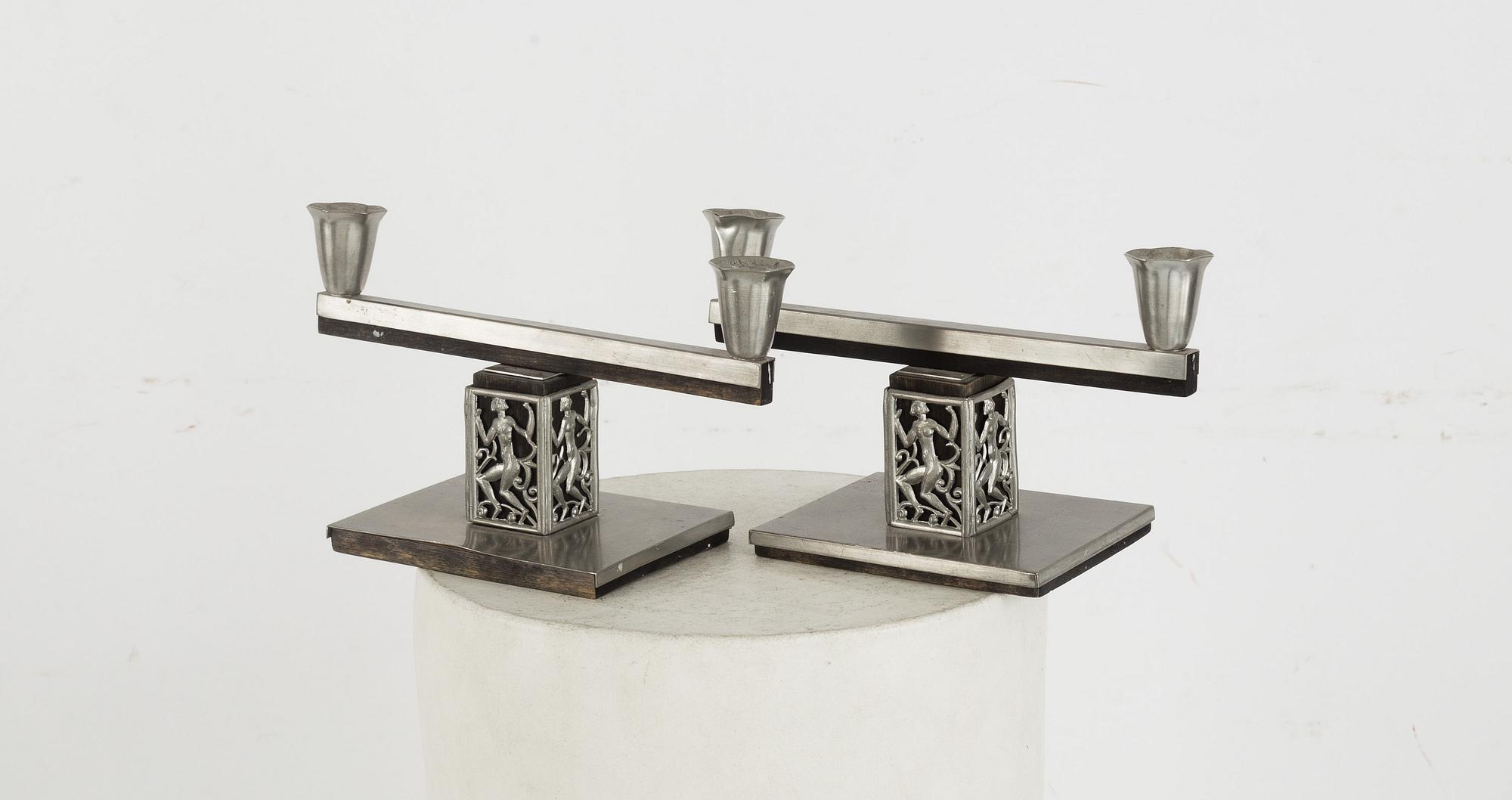 DAVID WRETLING, attributed to, 7 pewter items, mid 20th century.