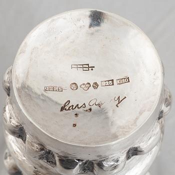 Three sterling silver miniature beakers/vases, marks of Lars Arby, Gothenburg, Sweden 1977-1982.