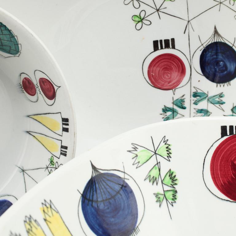 SERVISDELAR, 20 st, porslin, "Picknick", Marianne Westman, Rörstrand, 1956-1969.