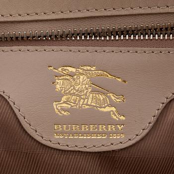 BURBERRY, a beige leather shoulder bag.