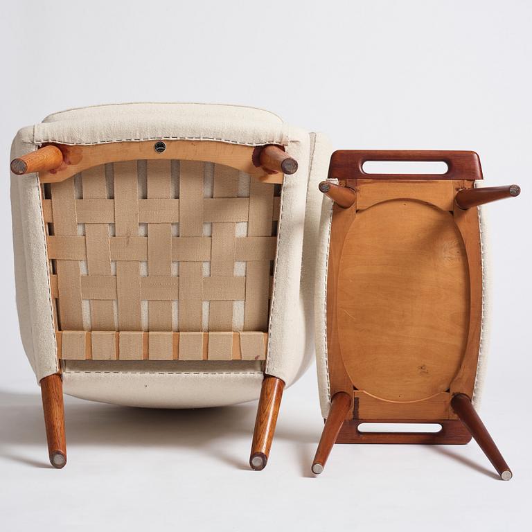 Hans J. Wegner, a 'Papa Bear' easy chair and ottoman, AP-stolen, Denmark, probably 1950-60s.