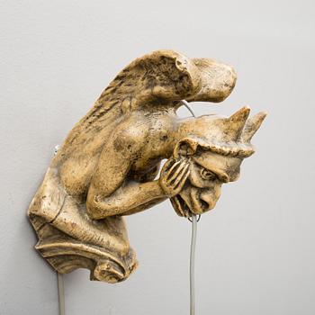 VÄGGLAMPA, Asien, trä och skinn. 1900-tal.