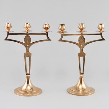 KANDELABRAR, ett par, jugendstil, modern tillverkning.