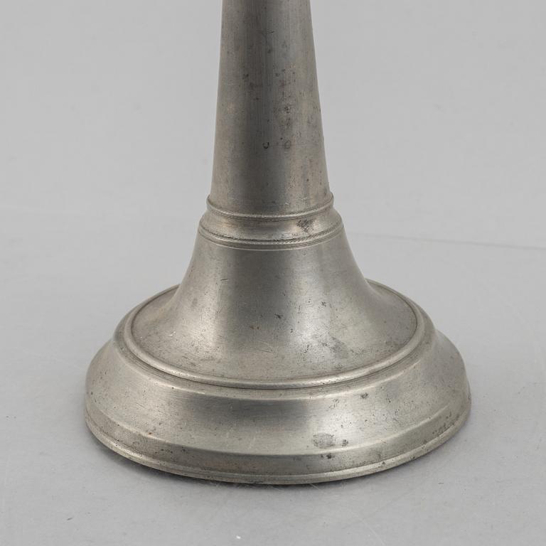 A pair of pewter candle sticks by Olof Wahlgren (active 1817-1825/27), Helsingborg, Sweden, 1813.