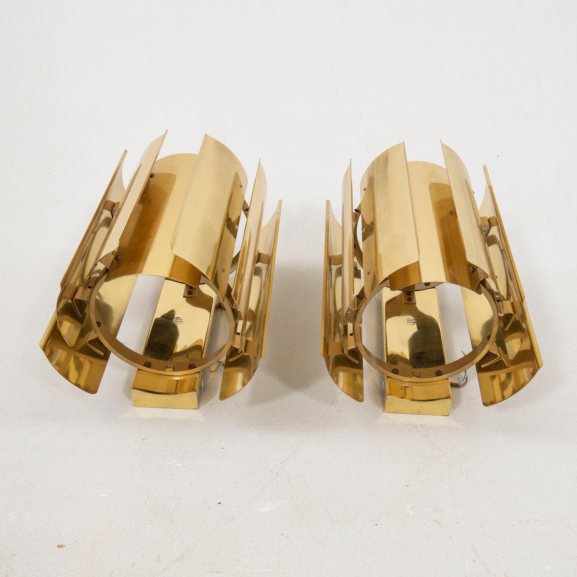 Wall lamps a pair Fagerhult late 20th century.