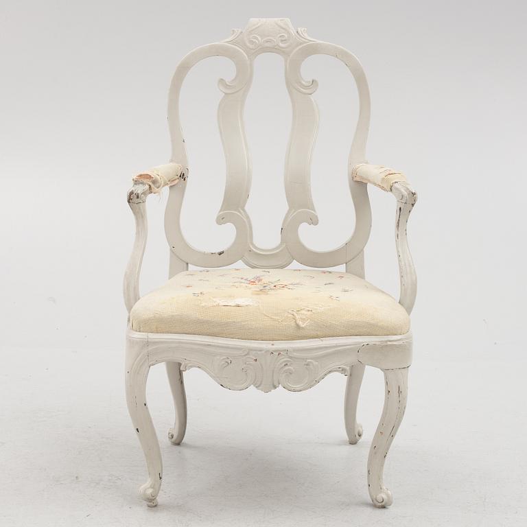 A Rococo armchairs, 18th century.