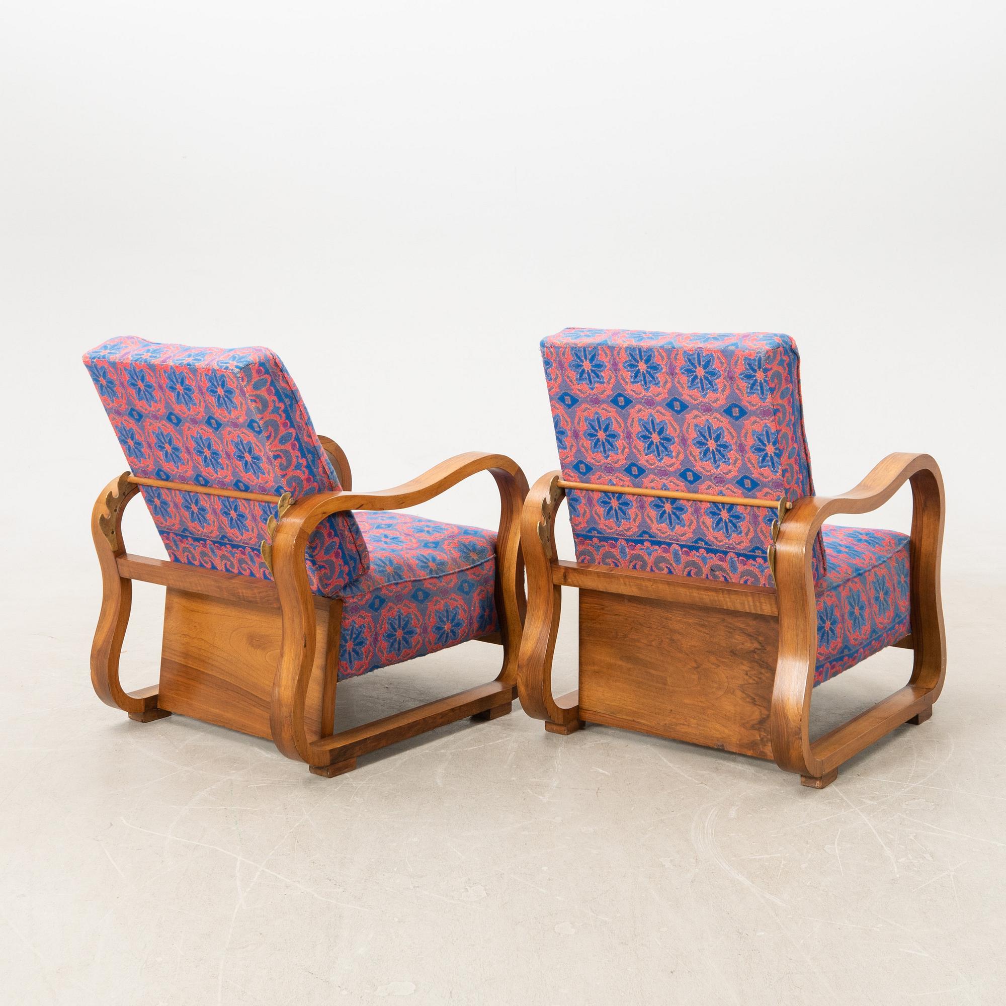 Armchairs, a pair, Art Deco, first half of the 20th century.