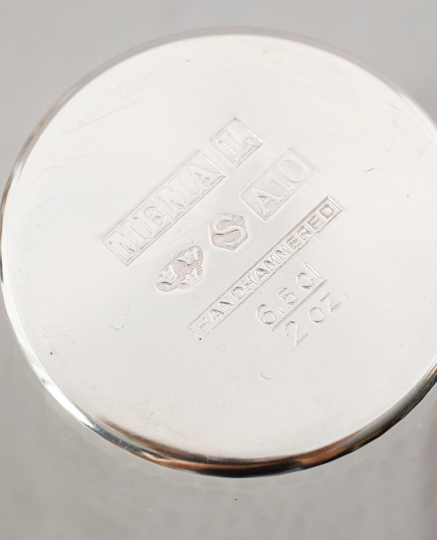 PUNCHMUGGAR, 12 st, silver, Mema, 1975. Vikt ca 479 gram.