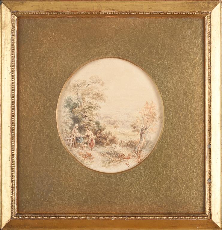 MYLES BIRKET FOSTER, akvarell på papper.  Monogramsign B.F. 1800-tal.