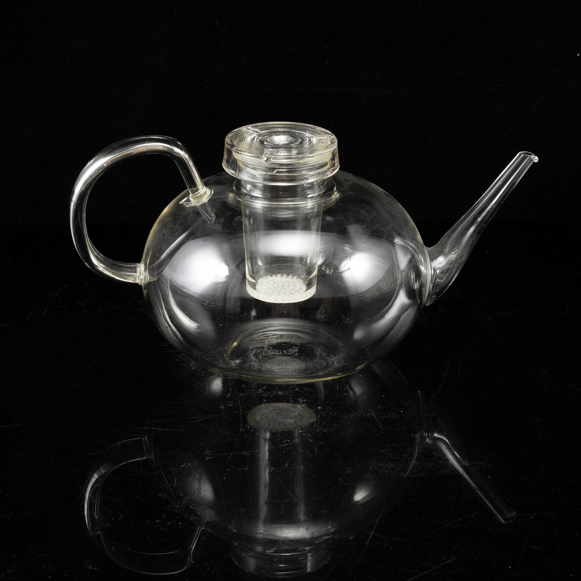 WILHELM WAGENFELD, 3 tea pots, Jenaer Glaswerk, Schott & Gen, Germany.
