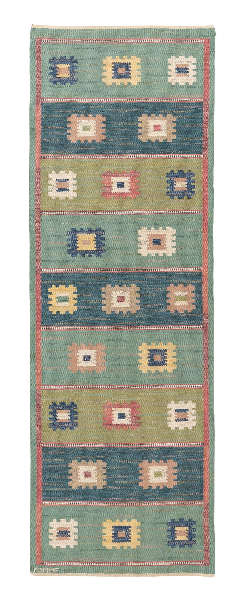 Märta Måås-Fjetterström, a runner, "Grön äng", flat weave, ca 284,5 x 94,5 cm, signed AB MMF.