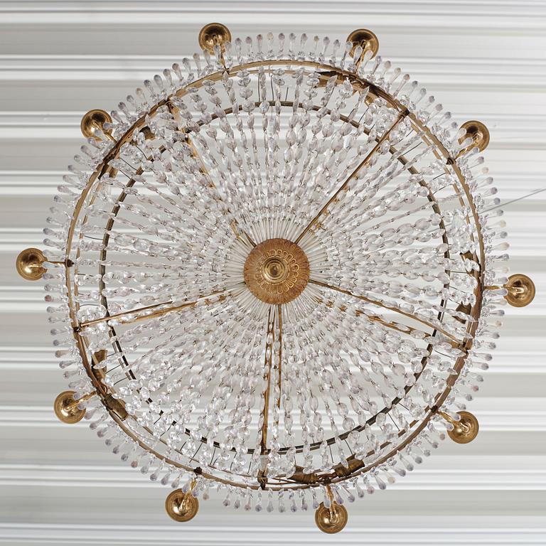 A Swedish Empire ten-light chandelier, early 19th century.