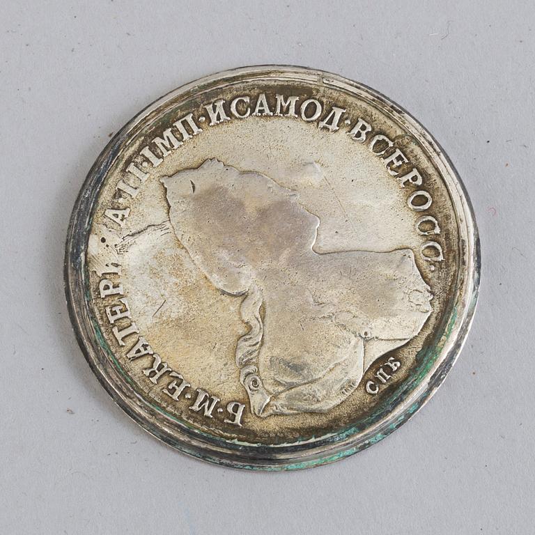 KANNA, glas och silver, stämplad V Gordon, omkr 1900.