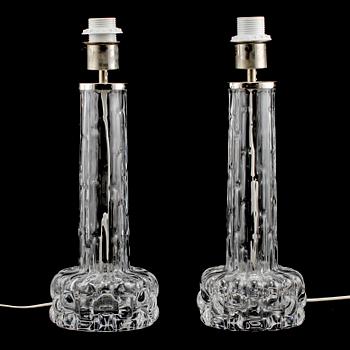 BORDSLAMPOR, ett par, Carl Fagerlund, Orrefors, 1900-talets andra hälft.