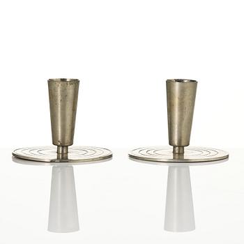 Ystad-Metall, a pair of candlesticks and a tray, 1938-42.