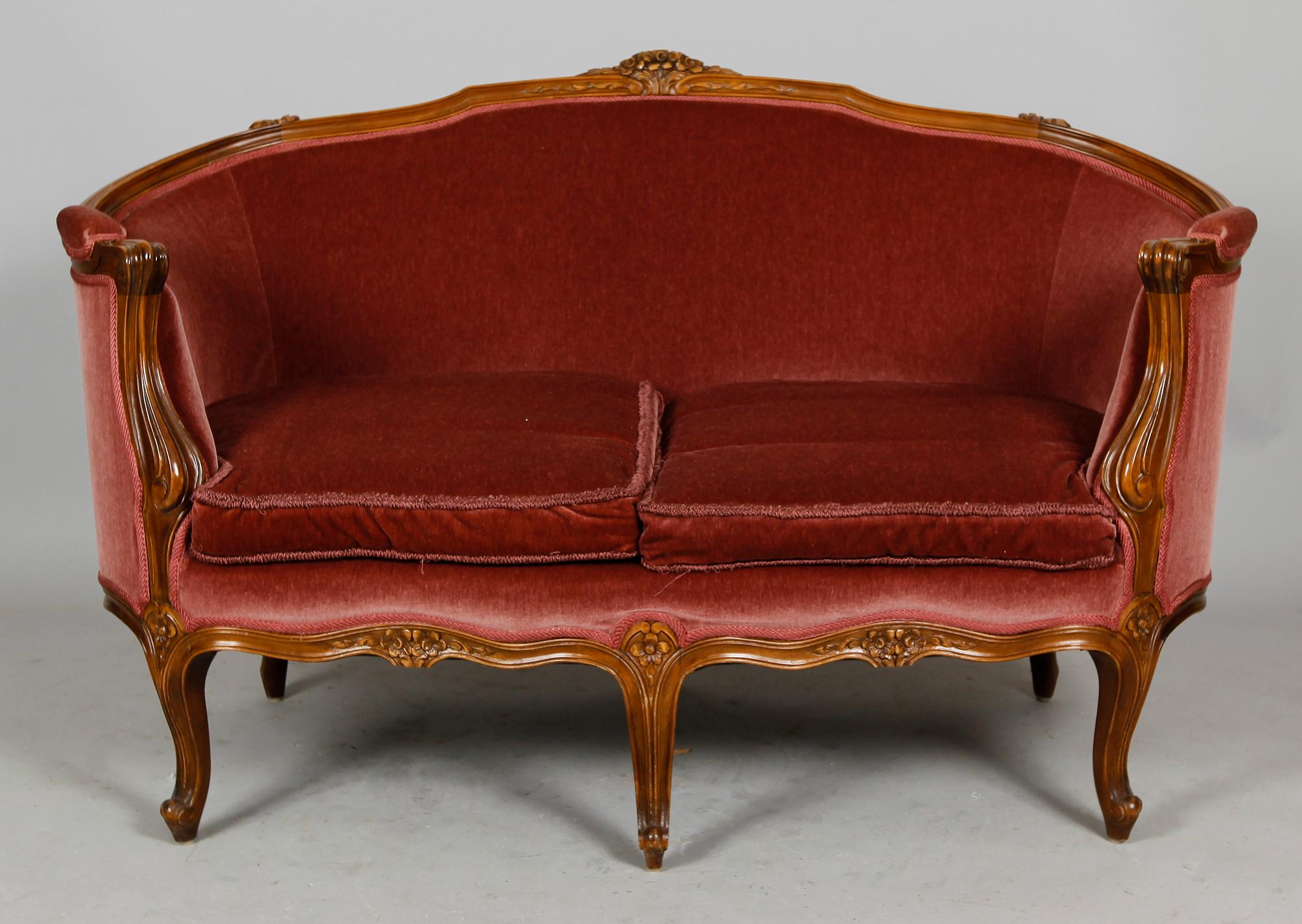 SALONGSMÖBEL, 4 delar, rokokostil, 1900-talets mitt.