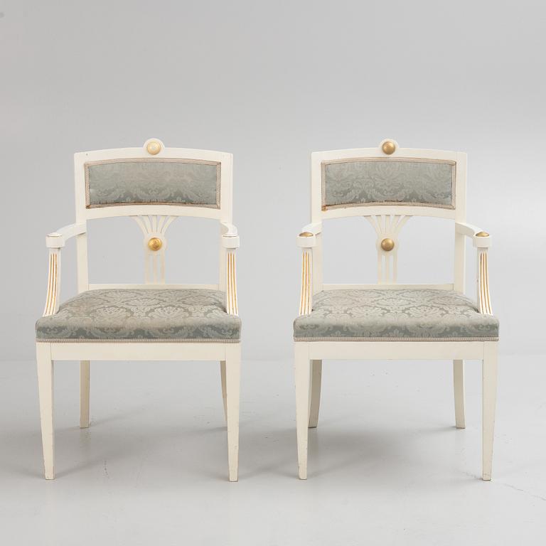 A pair of Empire style armchairs, 20th century.