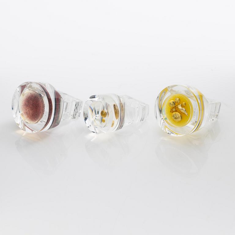 Siv Lagerström, nine cufflinks acrylic plastic, 1970s.