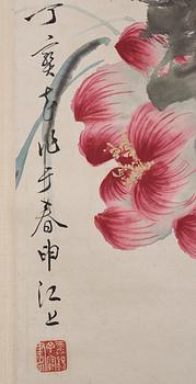 A Chinese hanging scroll, ink and color on paper, Ding Baoshu (1866-1936).