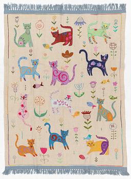 A hand-embroidered kilim rug, c. 223 x 175 cm.