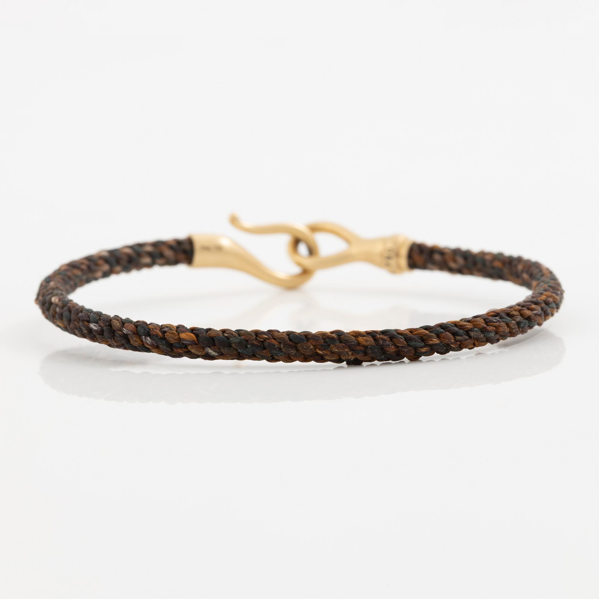 Ole Lynggaard bracelet 18K gold and textile/rope "Life".