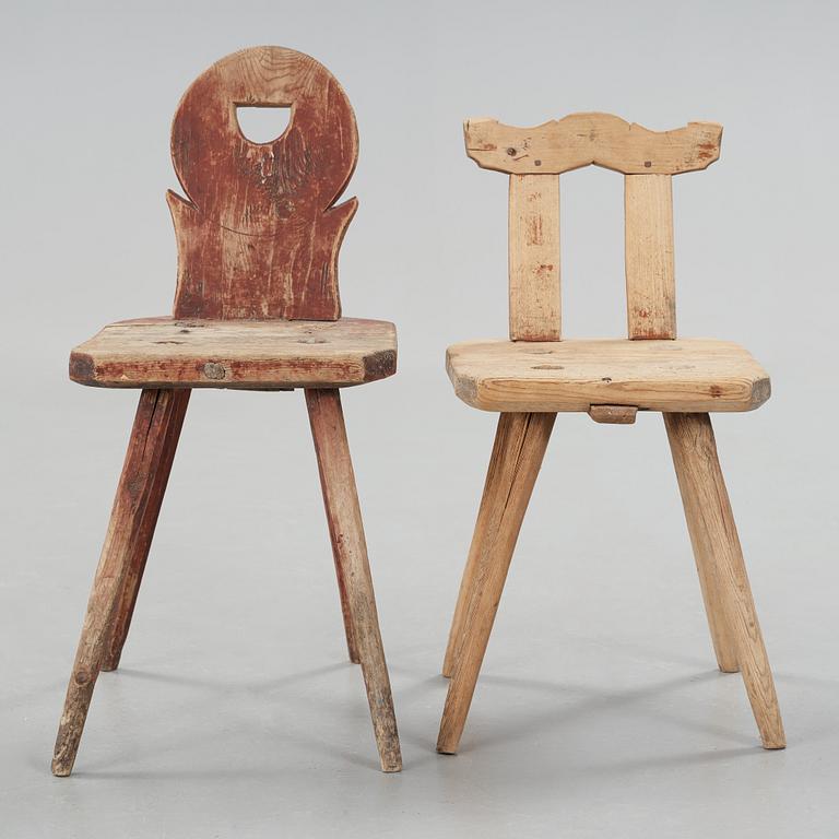 two folk art chairs from Hälsingland in the 19th century.