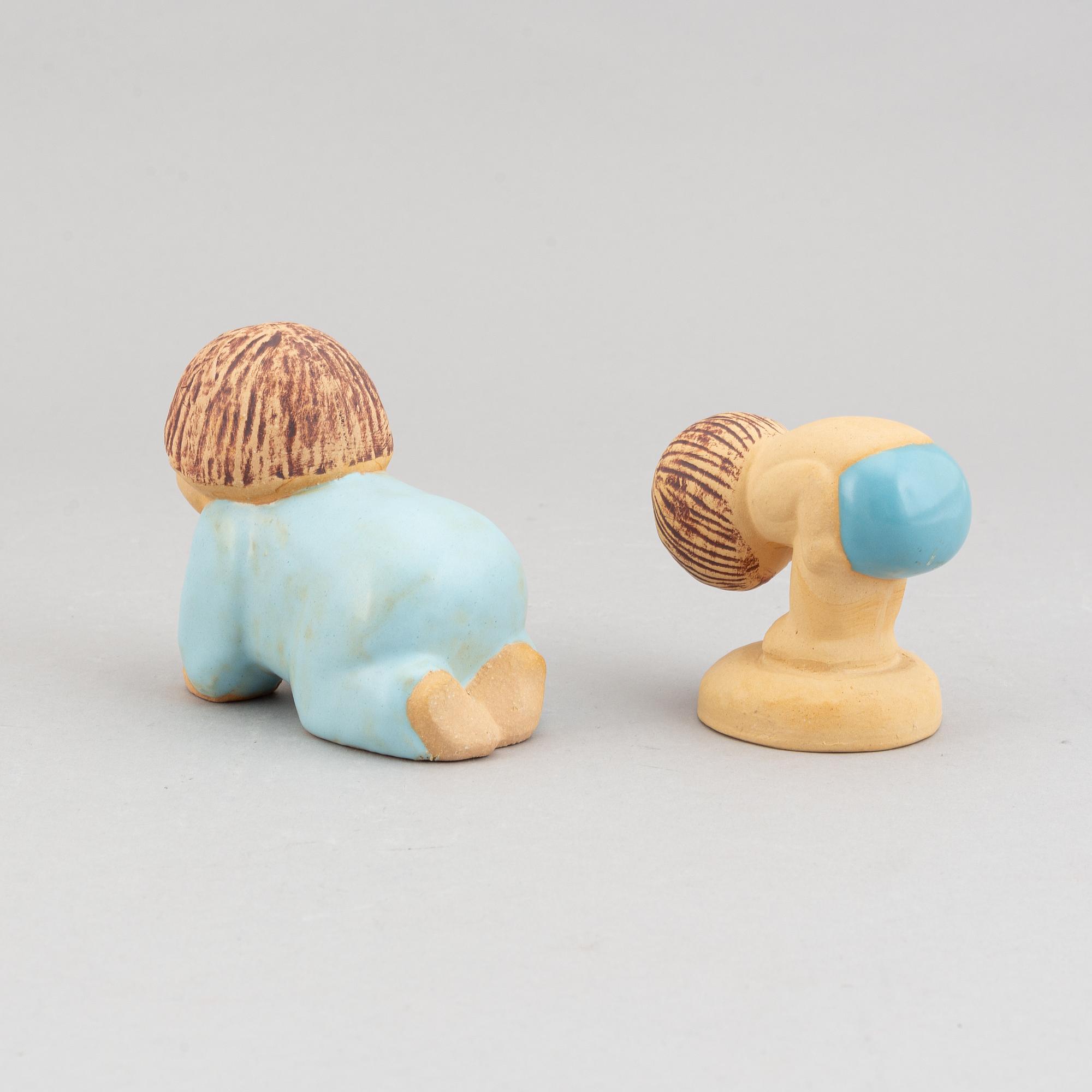 Lisa Larson, eight stoneware figurines, seven for K-Studion, Gustavsberg.