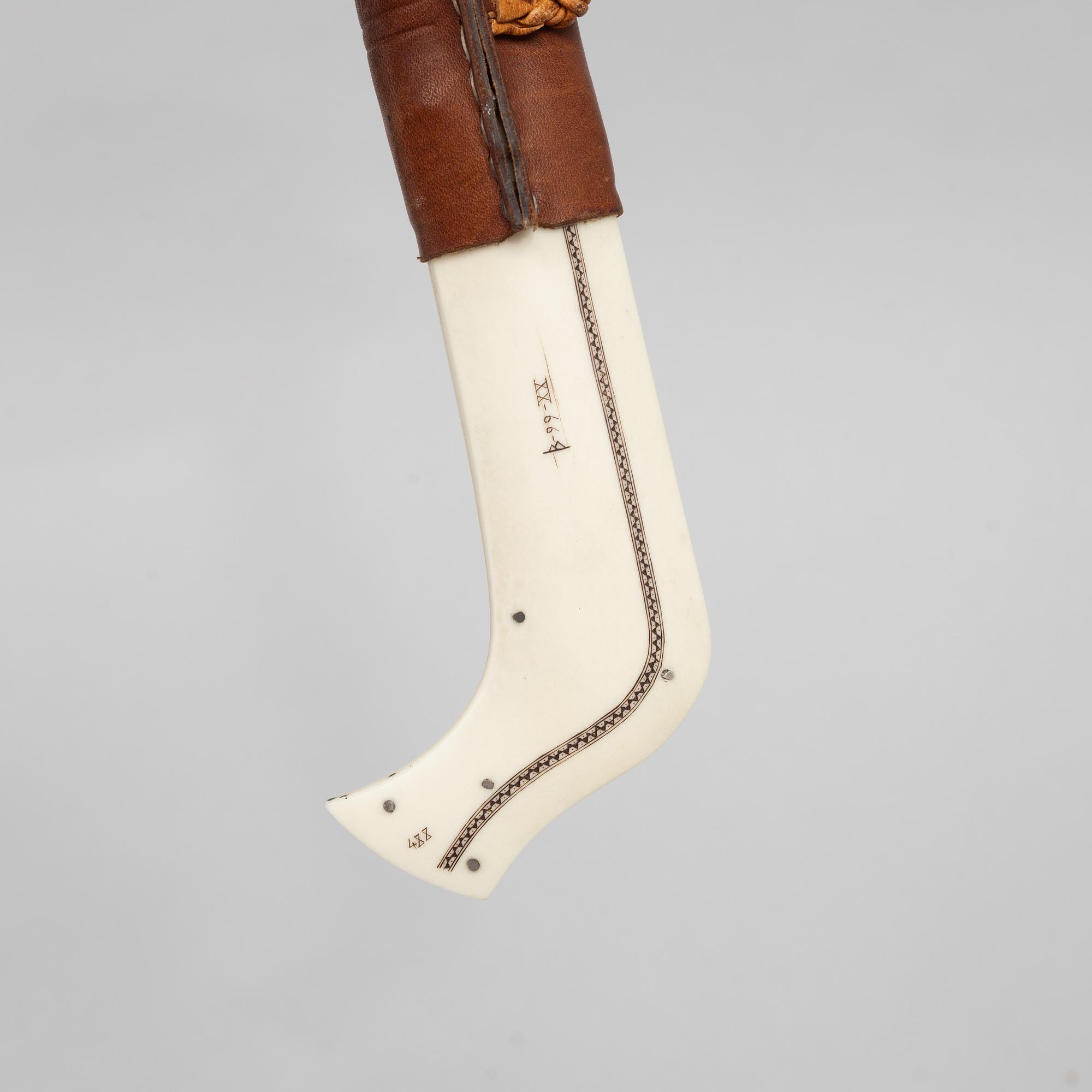 Ingvar Backlund, a reindeer horn knife, signed and dated 99-XX.