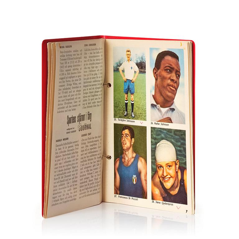 Idol cards, "Sportens stjärnor", including Cassius Clay, Nacka Skoglund and others, Hemmets Journal, 1960s.