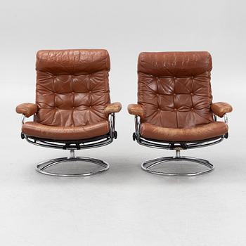 Fåtöljer, ett par, "Stressless", Ekornes, Norge, 1900-talets senare del.