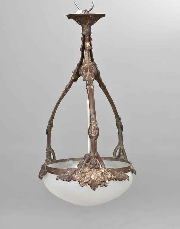 TAKLAMPA, Böhlmark, jugend, 1900-talets början. Höjd 78 cm.