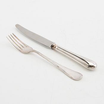 Bestick, 12 st, silver, modell "Svensk rund", GAB, Eskilstuna, 1990-tal.