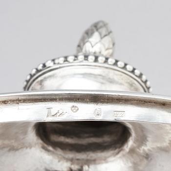 A Swedish Gustavian 18th century silver sugar-bowl with lid, marks of Pehr Zethelius, Stockholm 1793.