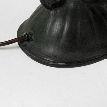 Carl Fagerberg, a ronze table lamp, Sweden, signed, presumably 1920's.